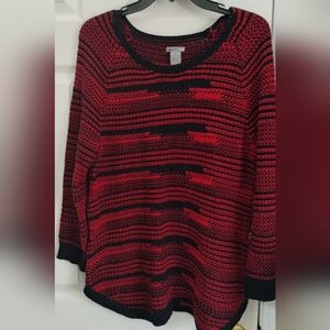 New Directions Weekend Red/Black Knit Sweater